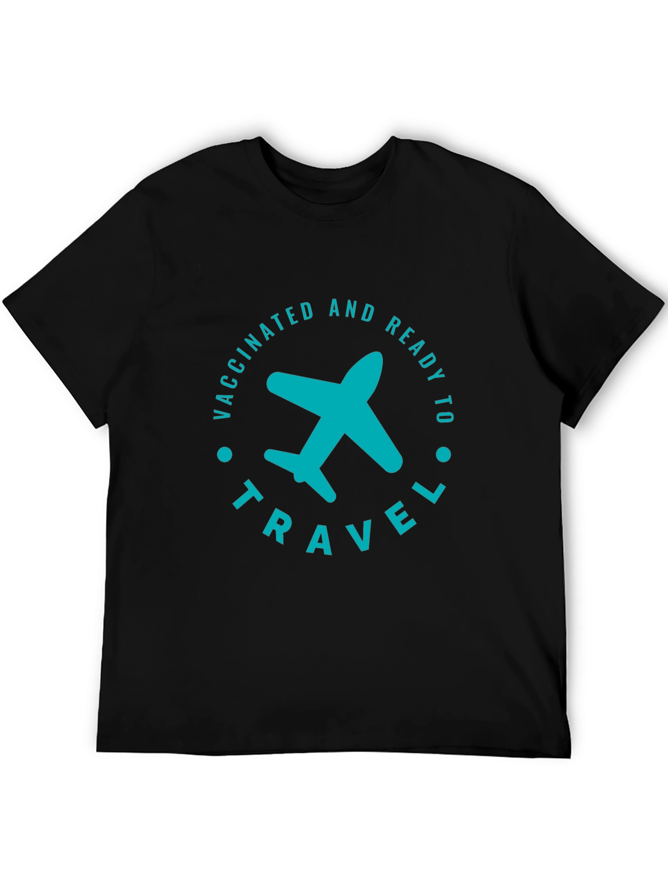 Black Vaccinated & Ready to Travel T-Shirt - Airplane Graphic view 5
