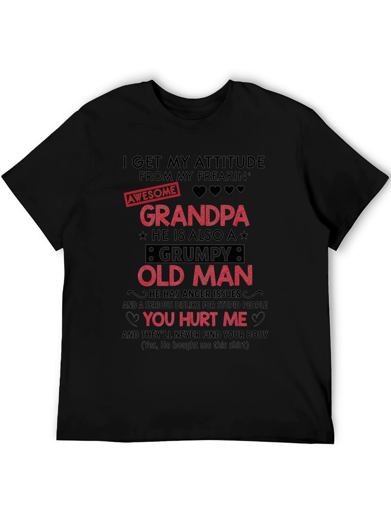 Black Awesome Grandpa Grumpy Old Man Graphic T-Shirt view 5