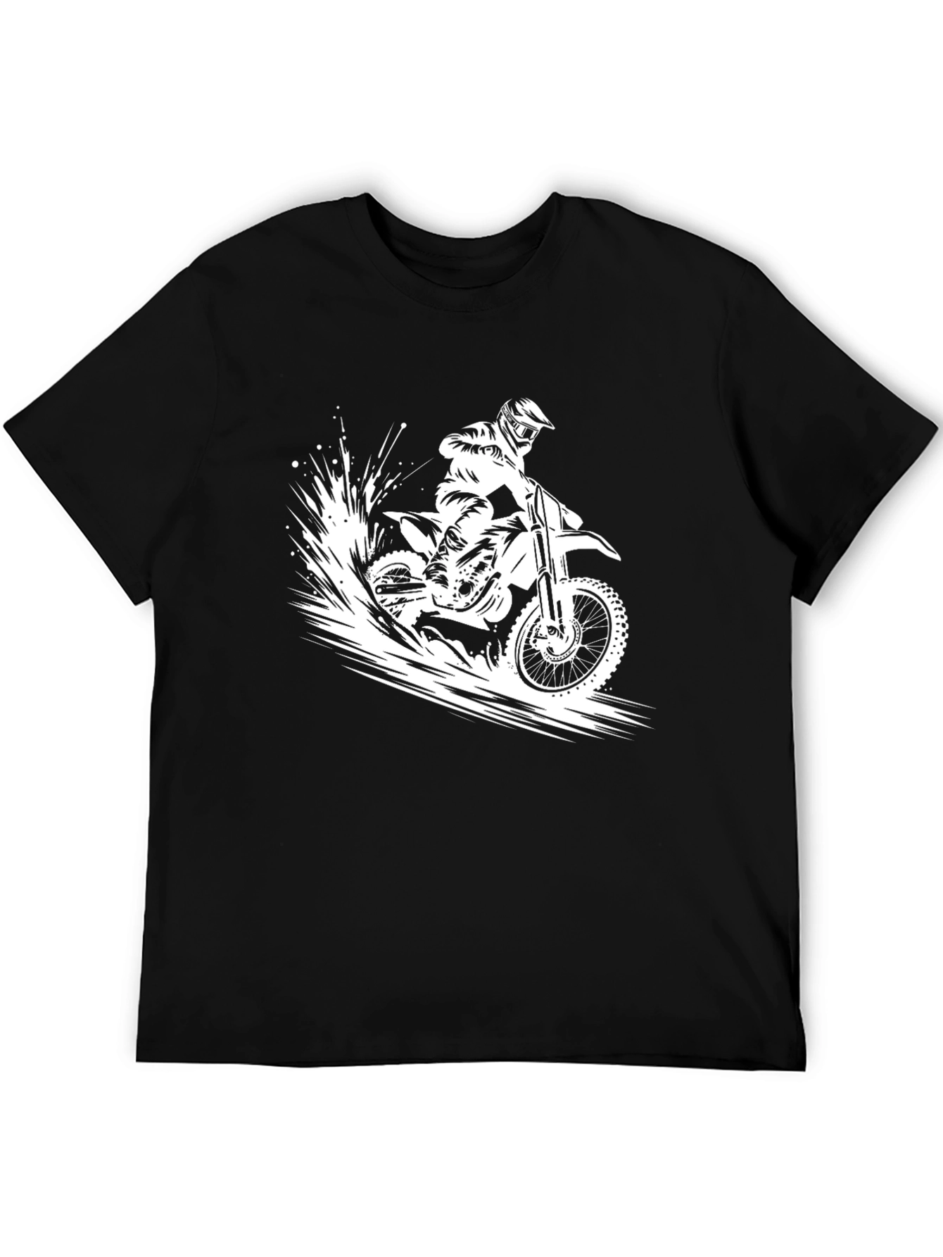 Black Dirt Bike Rider Graphic Tee - Black Cotton T-Shirt view 5