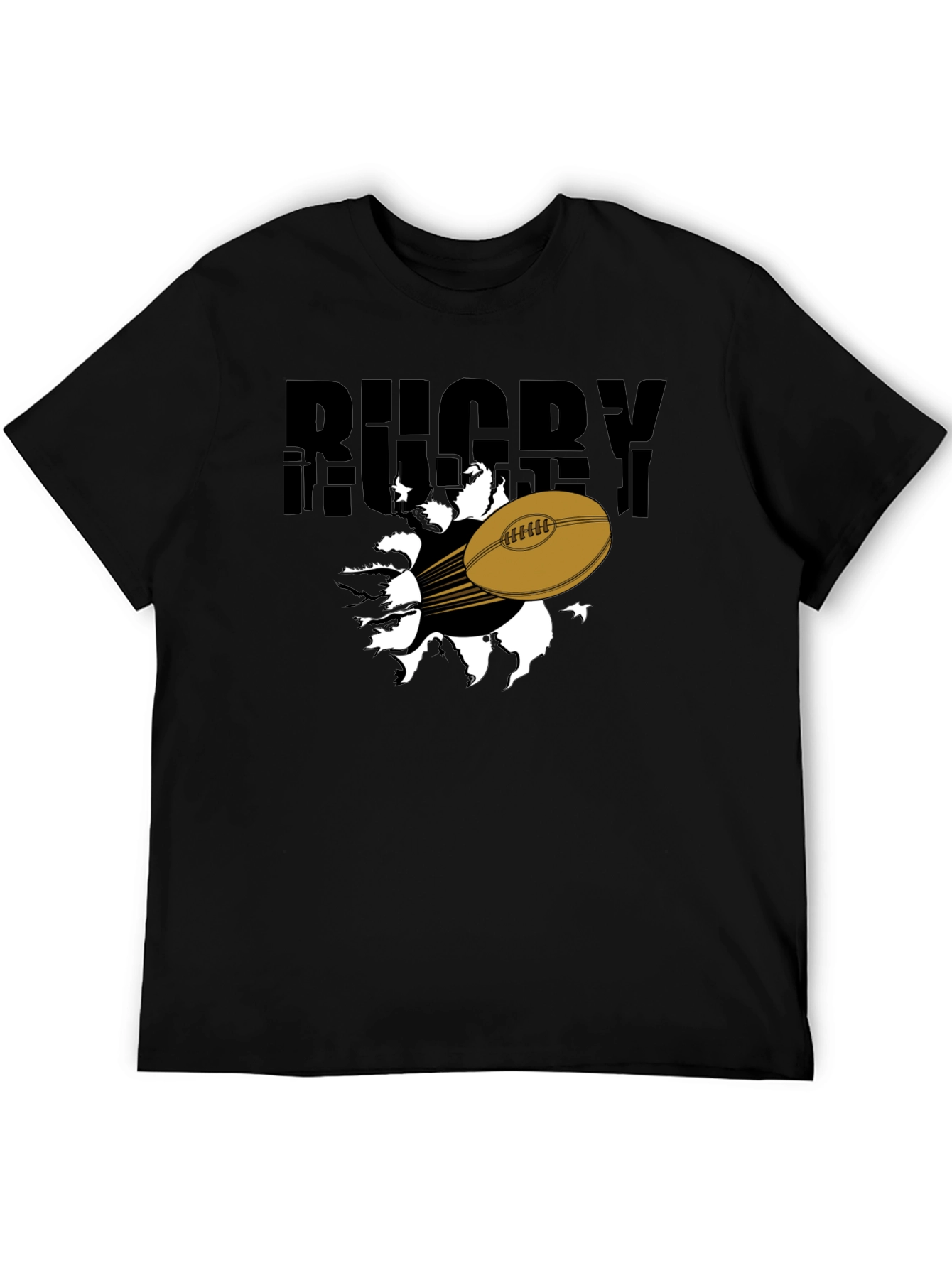 Black Rugby Ball Graphic T-Shirt - Black view 5