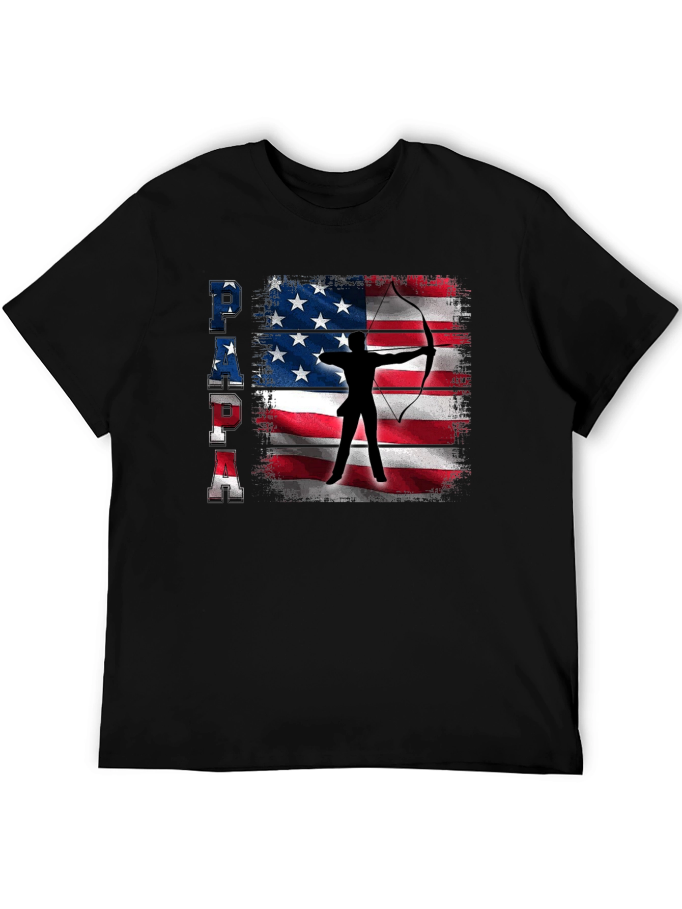Black Patriotic Archer Dad T-Shirt - USA Flag Bow Hunting view 5