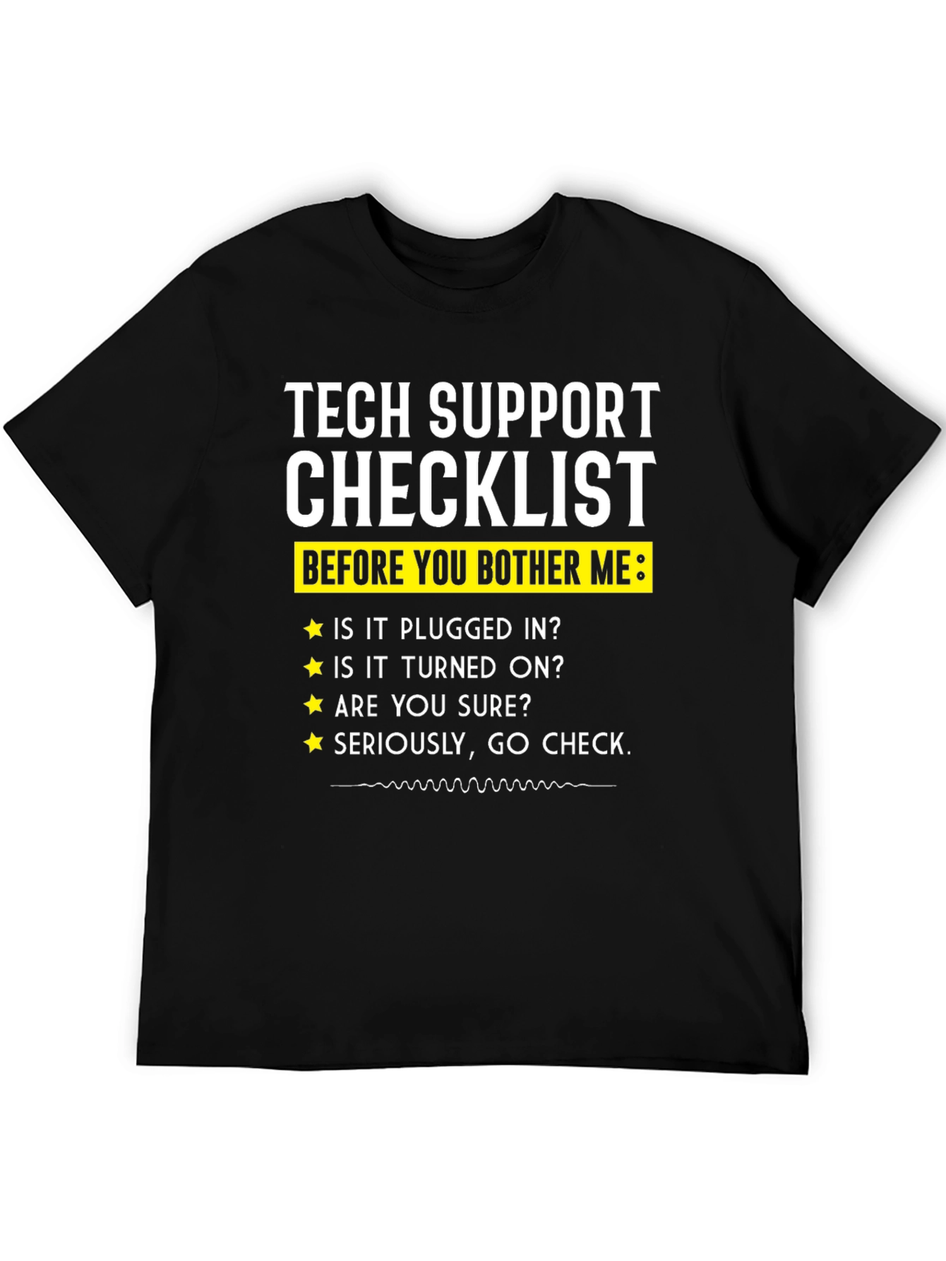 Black Tech Support Checklist Novelty T-Shirt view 5