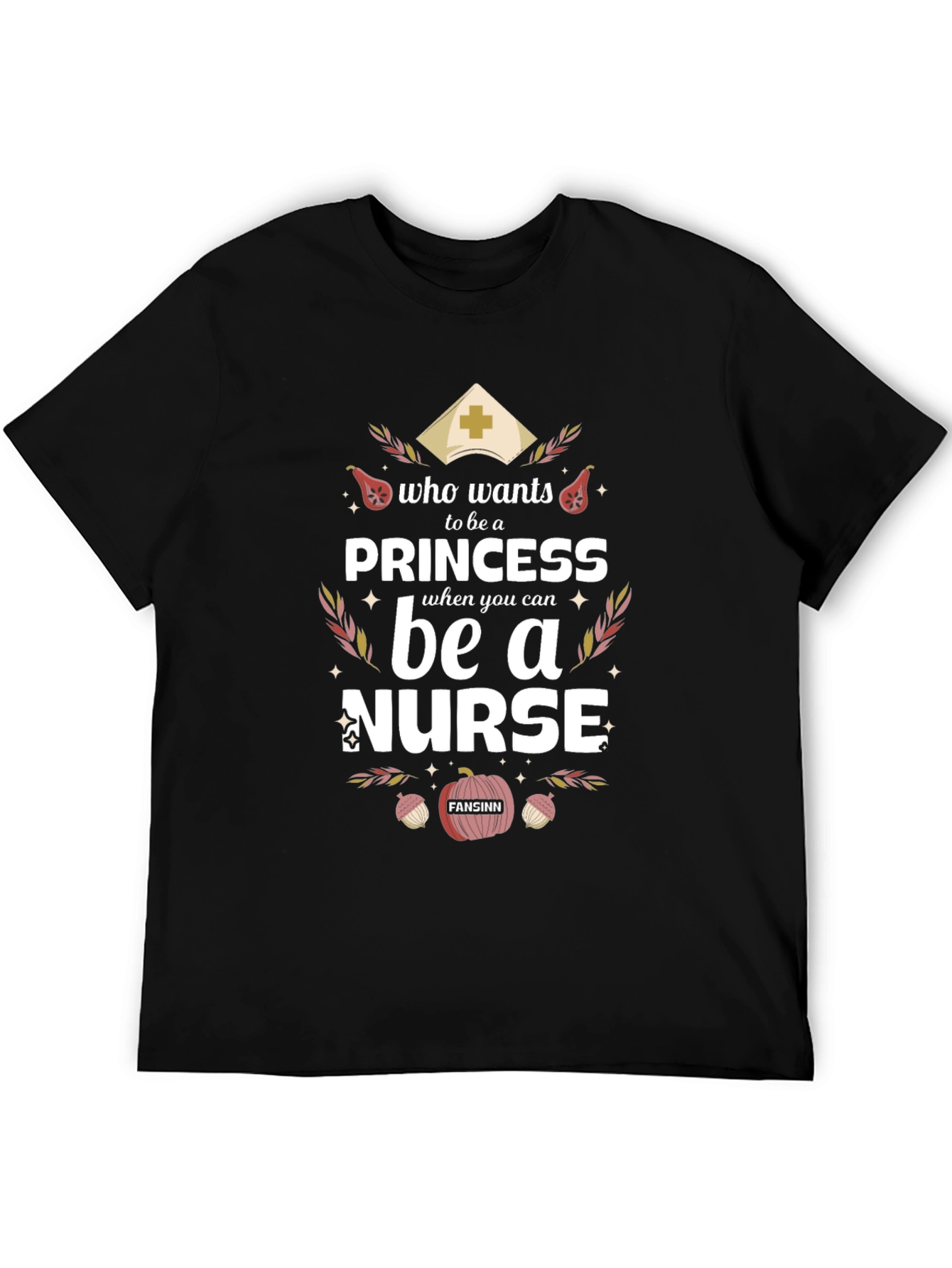 Black Princess Nurse Graphic Tee - Black Cotton T-Shirt view 5