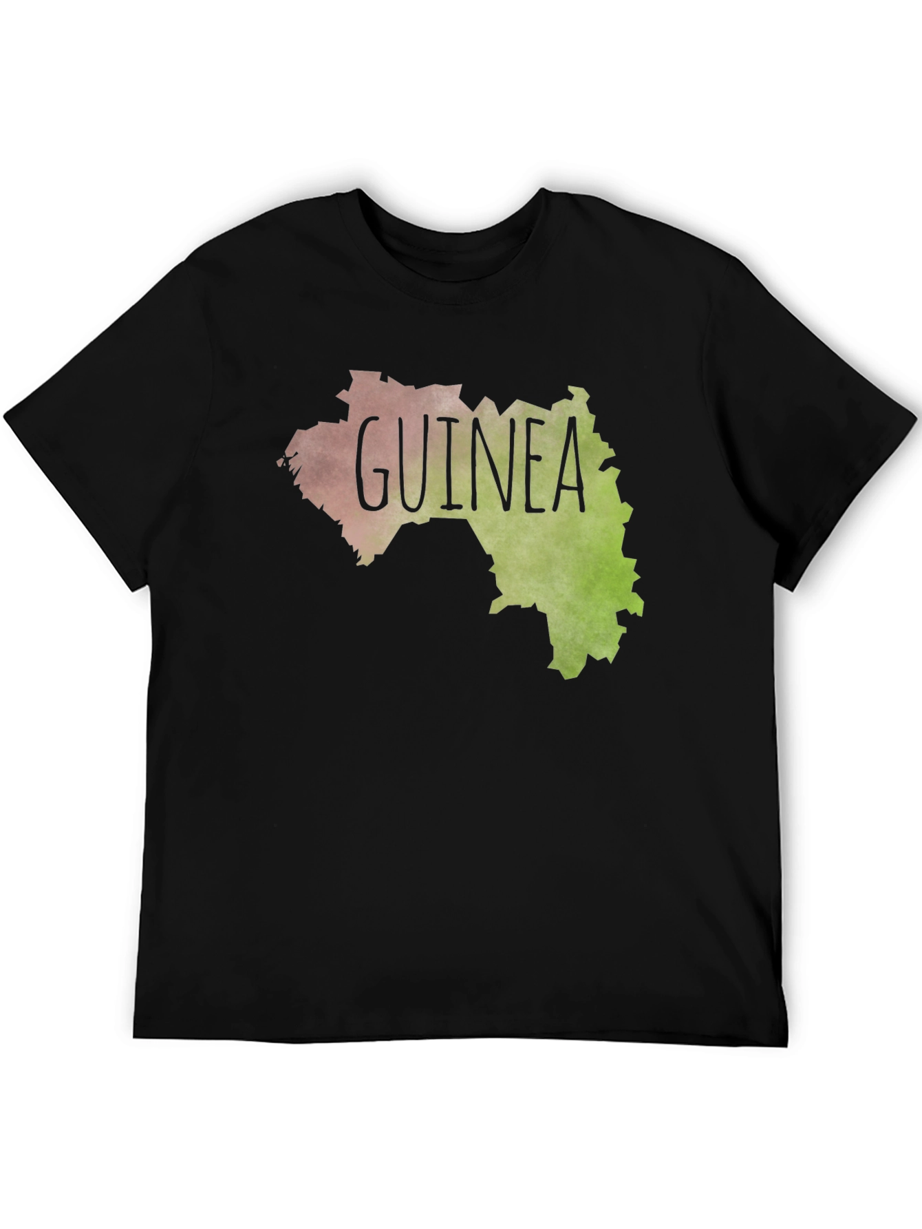 Black Guinea Map Graphic Tee - Black Unisex T-Shirt view 5