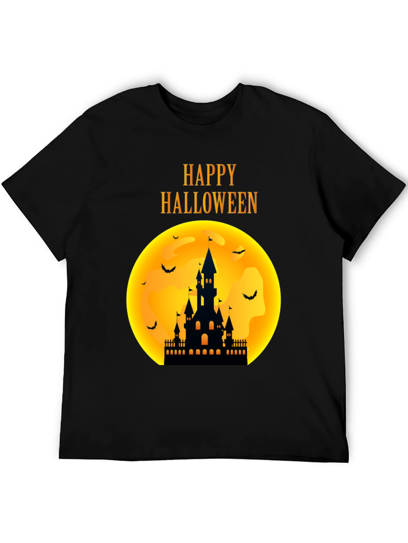 Black Happy Halloween Castle T-Shirt view 5