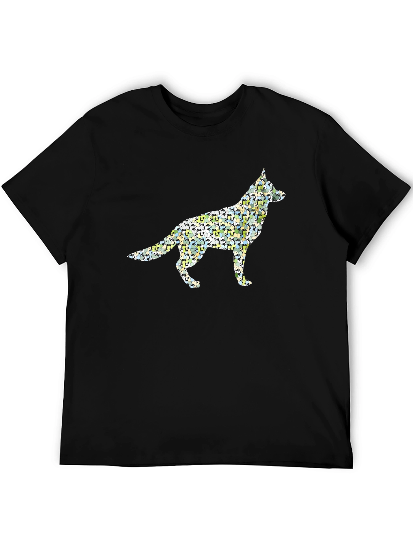 Black Dog Breed Silhouette Men's Black T-Shirt view 5