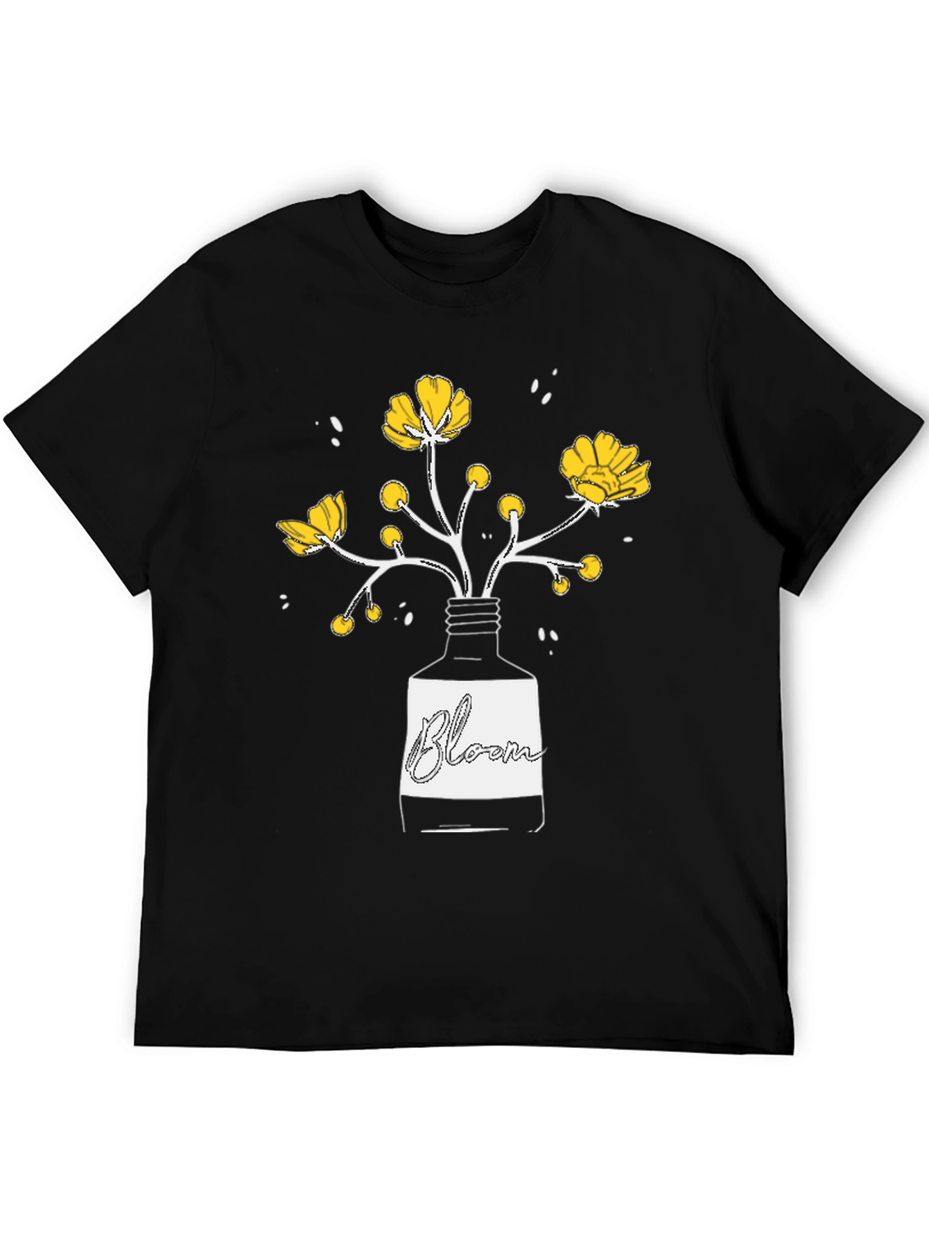 Black Bloom Graphic T-Shirt - Black Cotton Tee view 5