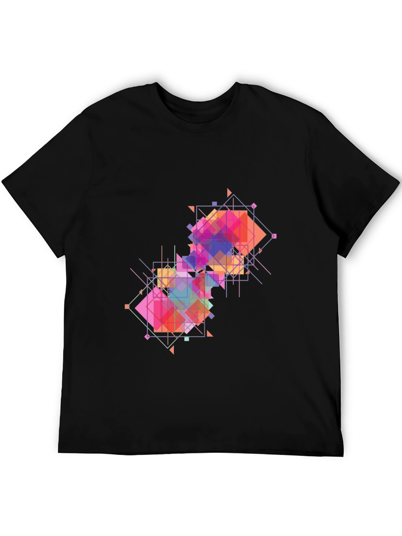 Black Geometric Pattern Graphic Tee - Modern Art Shirt view 5