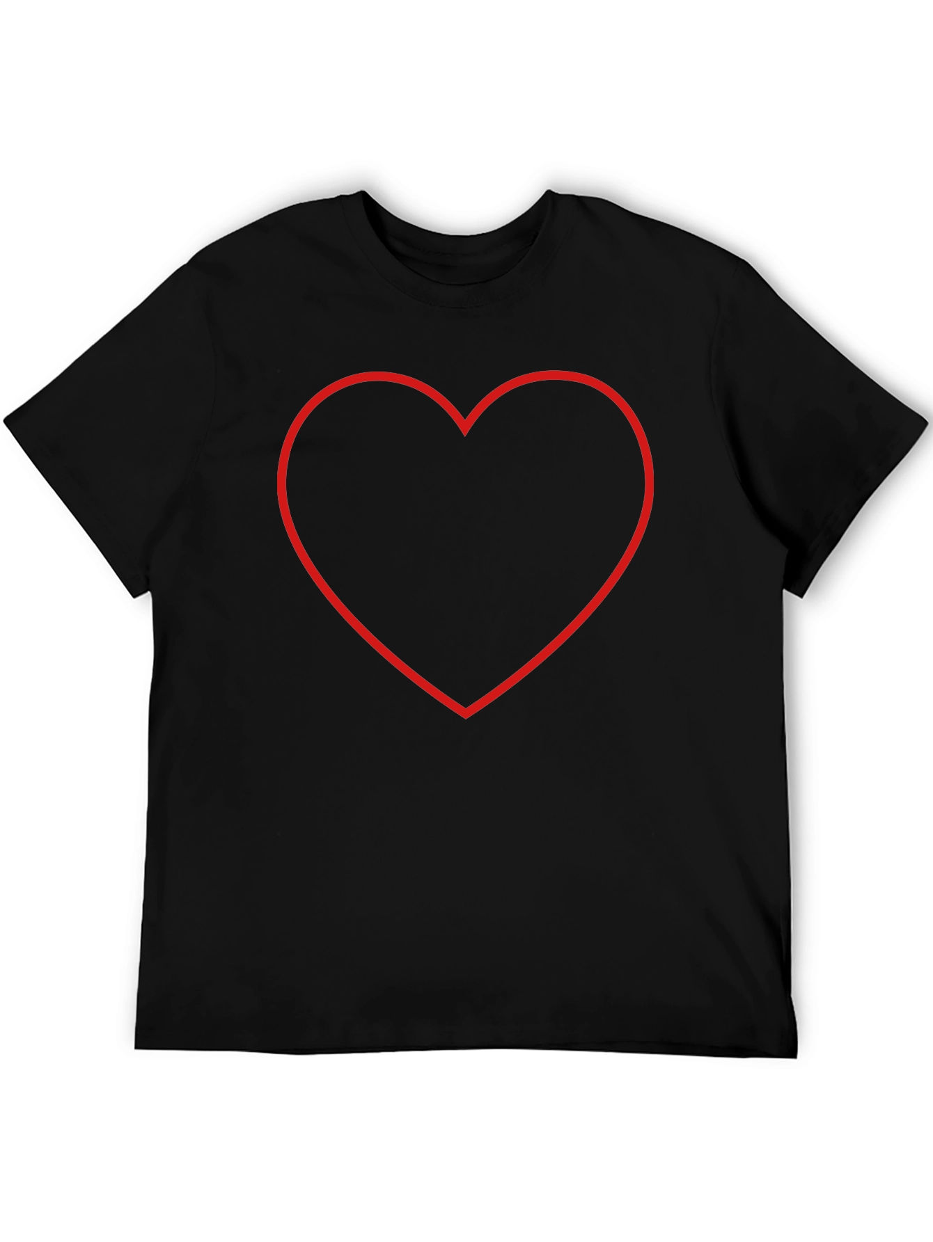 Black Heart Outline Black T-Shirt view 5