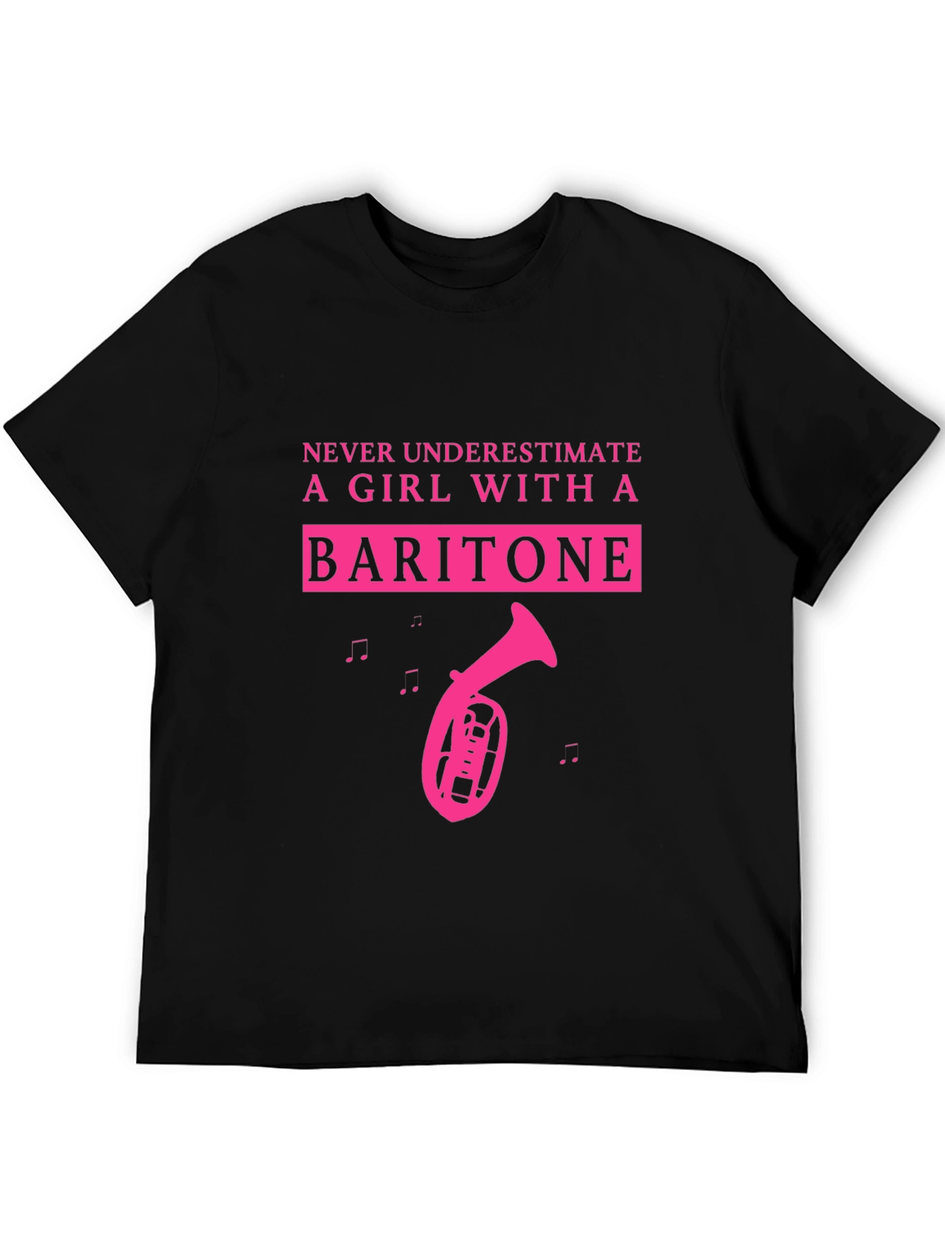 Black Baritone Girl T-Shirt - Musical Instrument Tee view 5