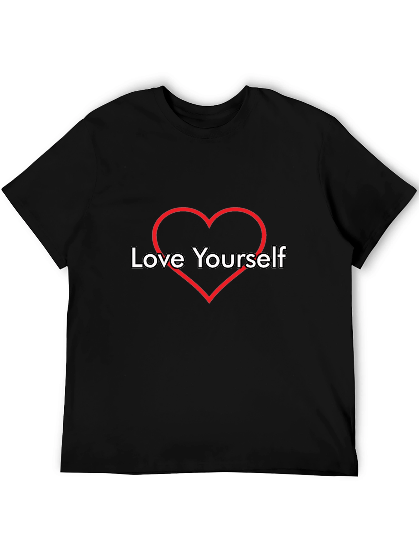 Black Love Yourself Heart Graphic Tee - Black Cotton Casual T-Shirt view 5