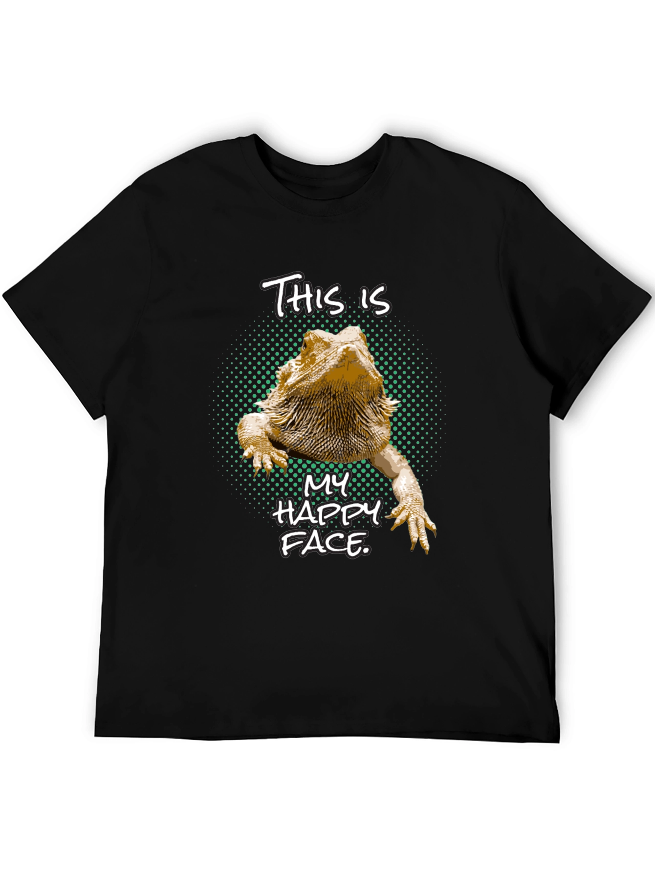 Black Bearded Dragon T-Shirt: This is My Happy Face view 5