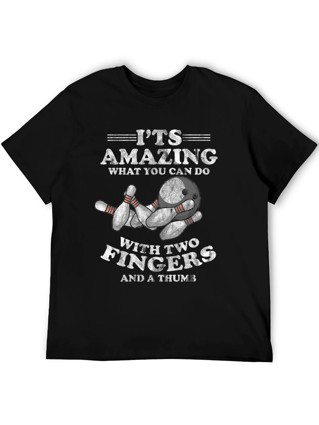 Black Bowling T-Shirt - Two Fingers and a Thumb view 5