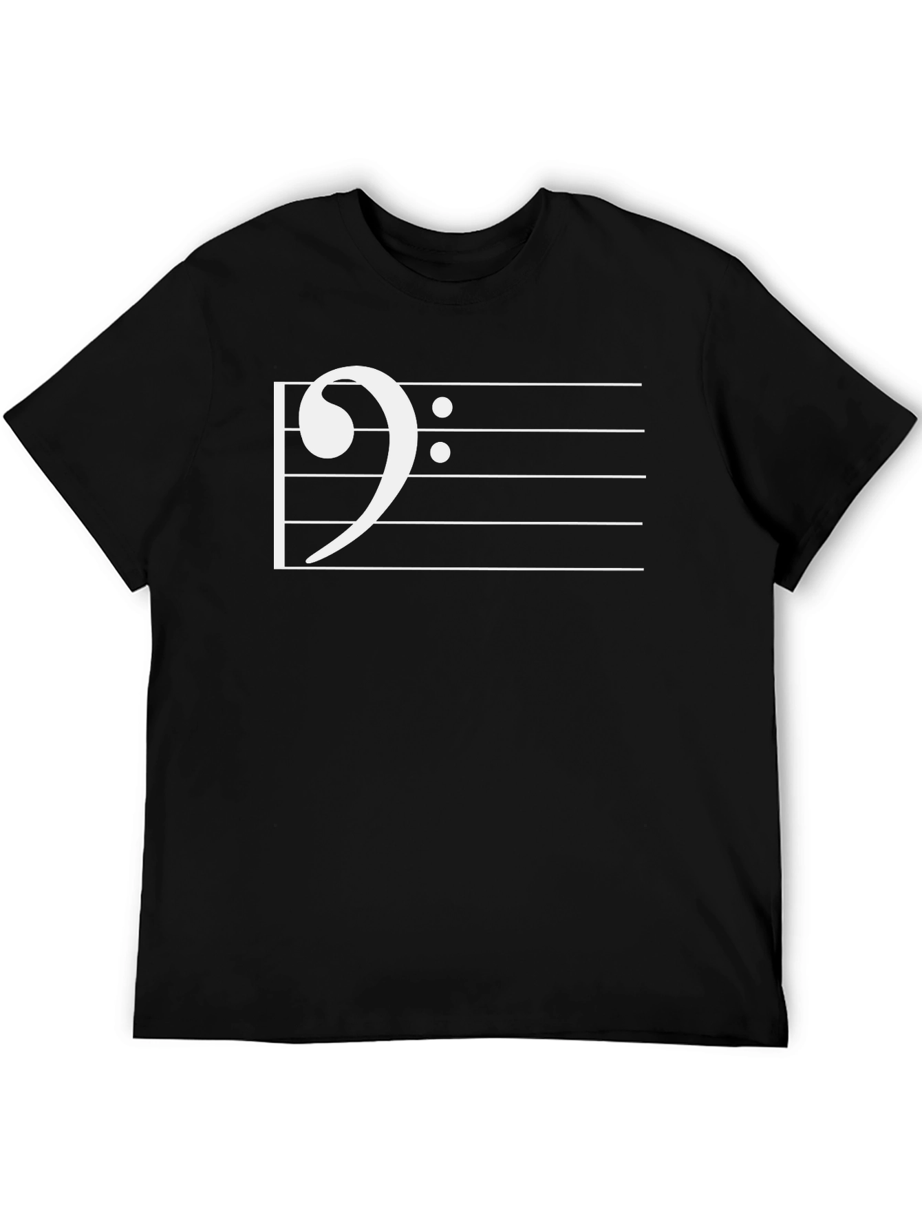 Black Bass Clef Music T-Shirt - Black view 5