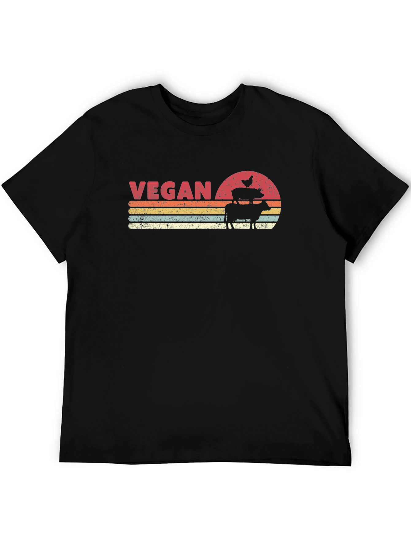 Black Vegan Retro Sunset T-Shirt view 5