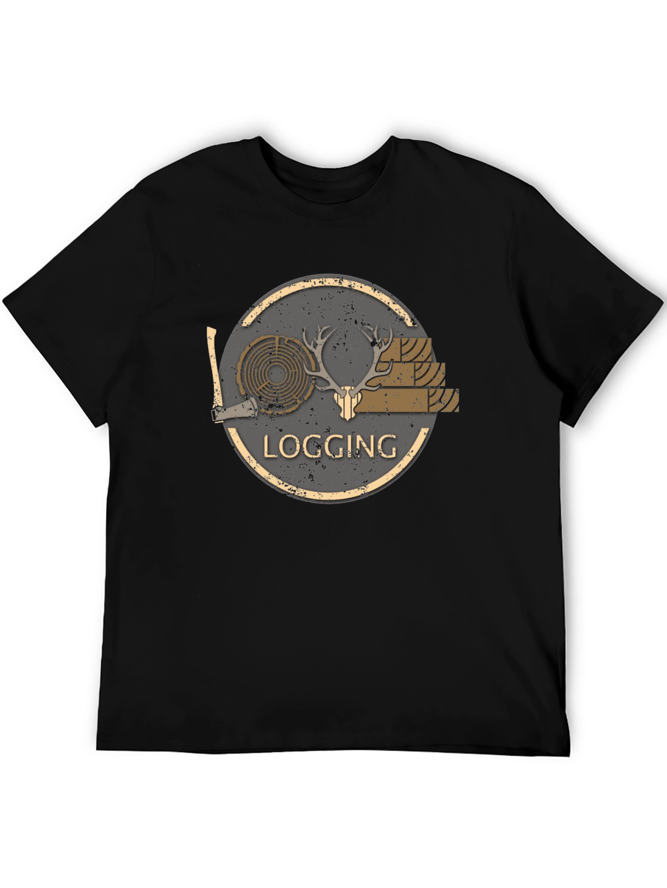 Black Logging Graphic Print Black T-Shirt view 5
