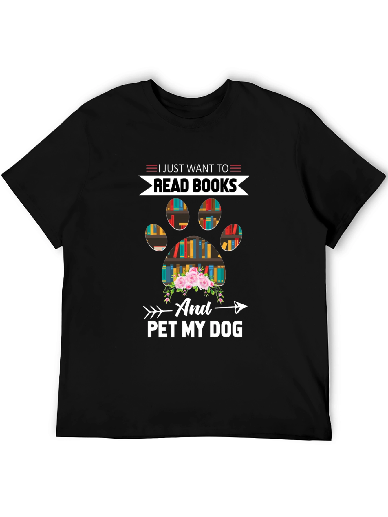 Black Read Books & Pet My Dog T-Shirt view 5