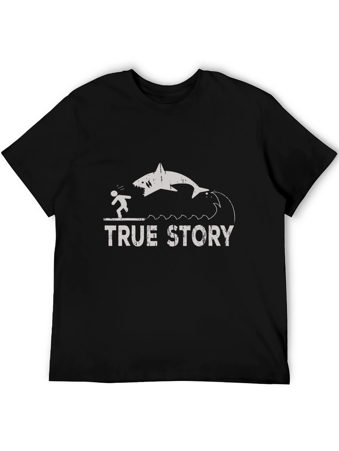 Black True Story Shark T-Shirt - Funny Graphic Tee view 5
