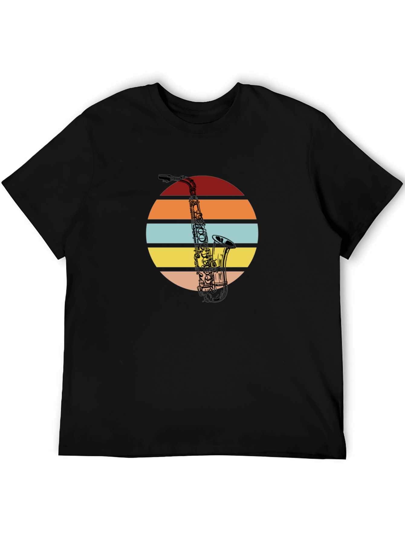 Black Saxophone Sunset Graphic Tee - Vintage Style view 5