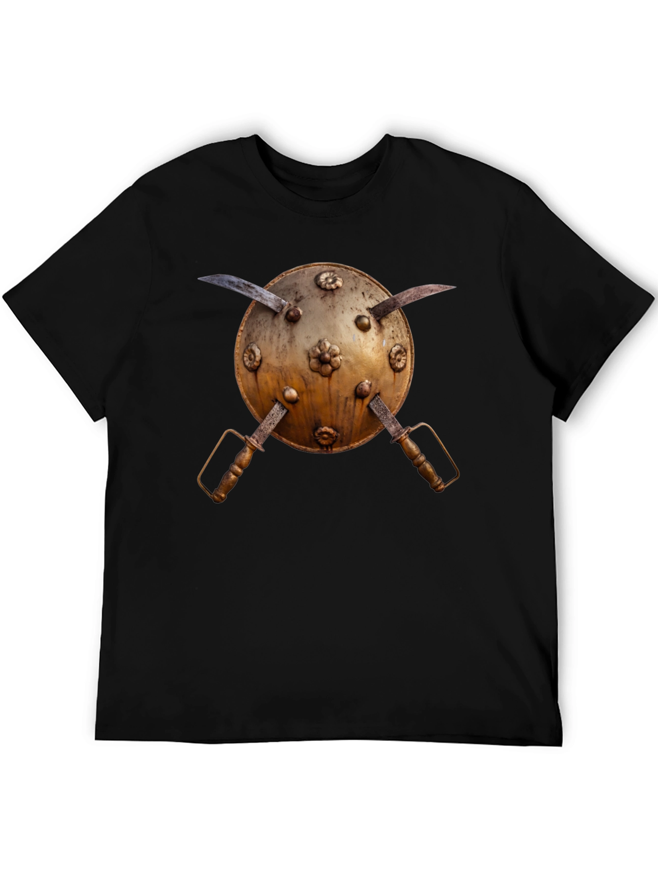 Black Medieval Shield and Sword Graphic Tee view 5