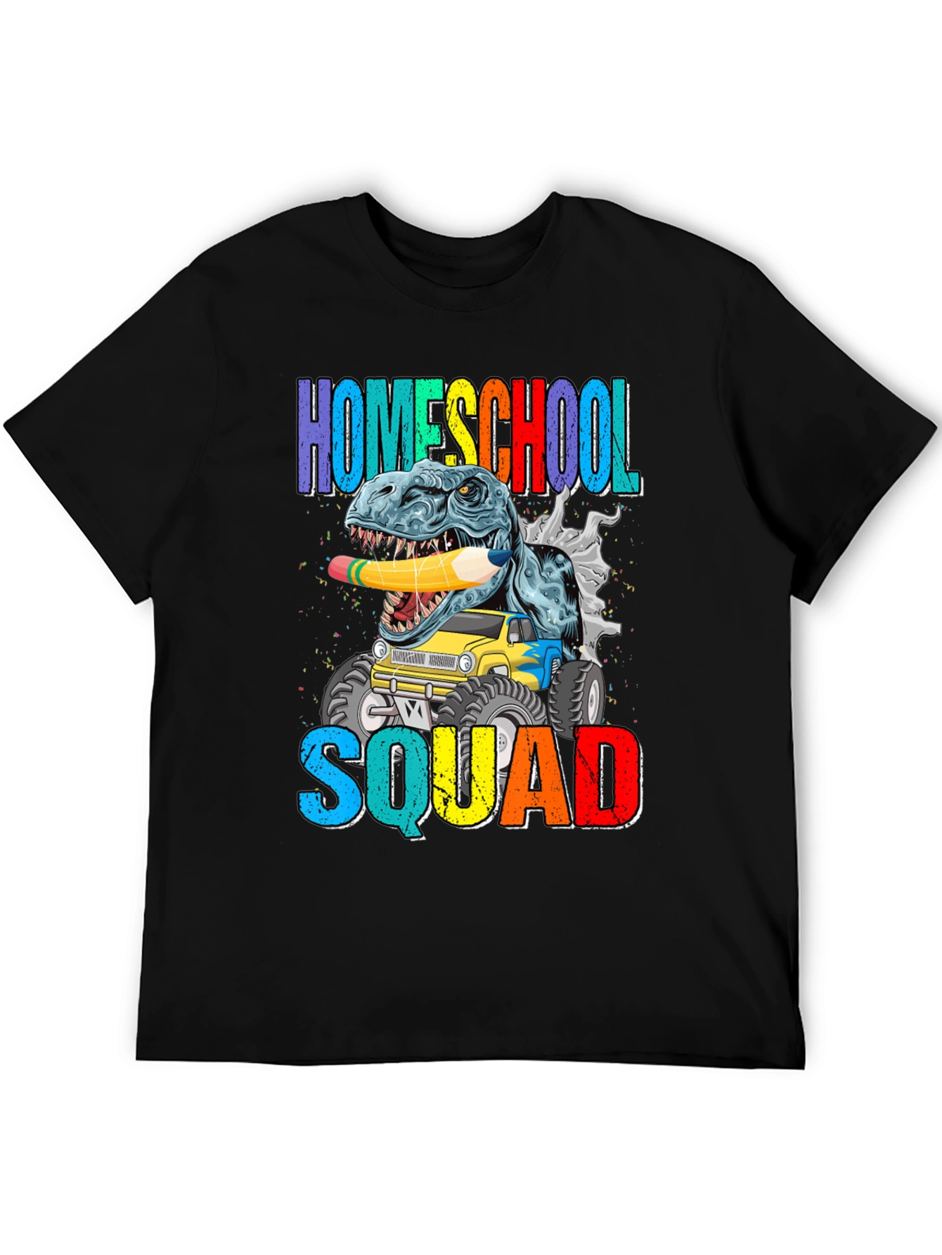 Black Homeschool Squad T-Shirt Dinosaur Monster Truck view 5