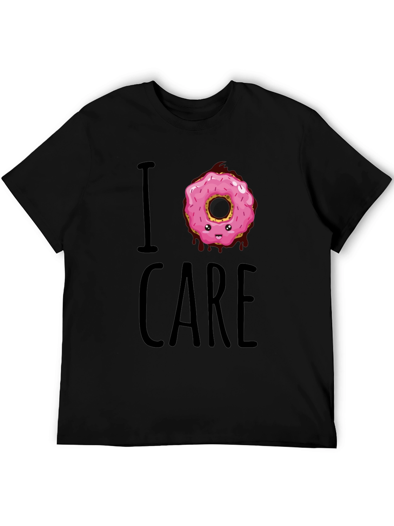 Black I Donut Care T-Shirt - Funny Graphic Tee view 5