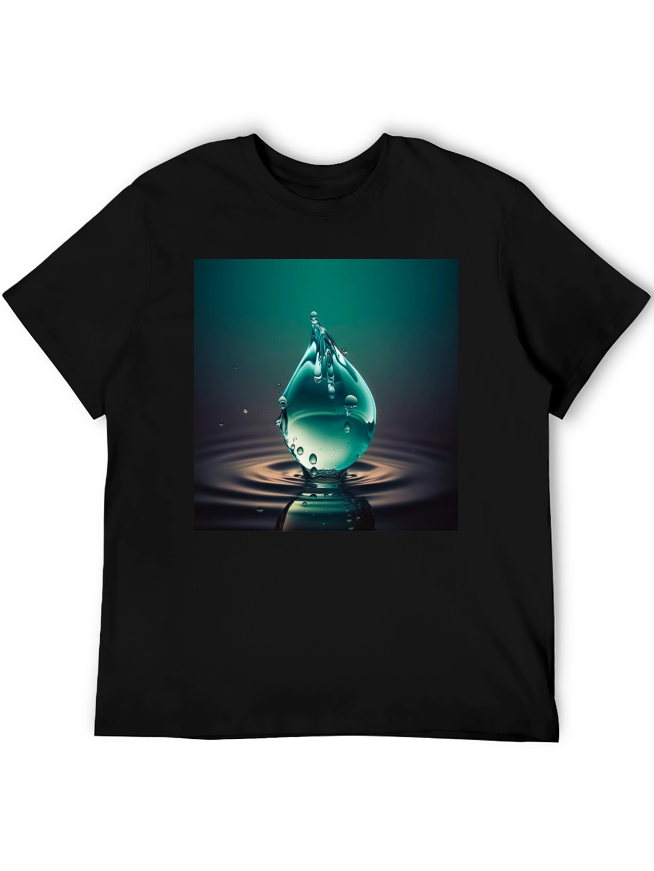 Black Water Drop Graphic Tee - Cool Black T-Shirt view 5
