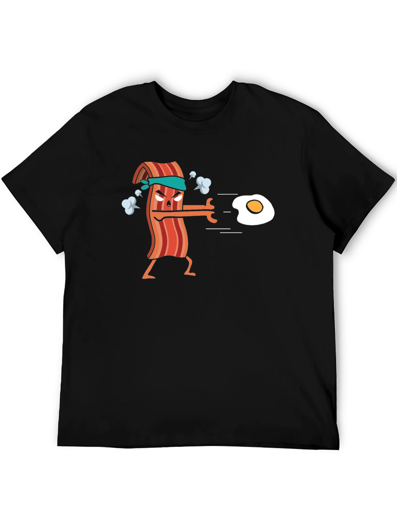 Black Bacon vs Egg Funny T-Shirt view 5