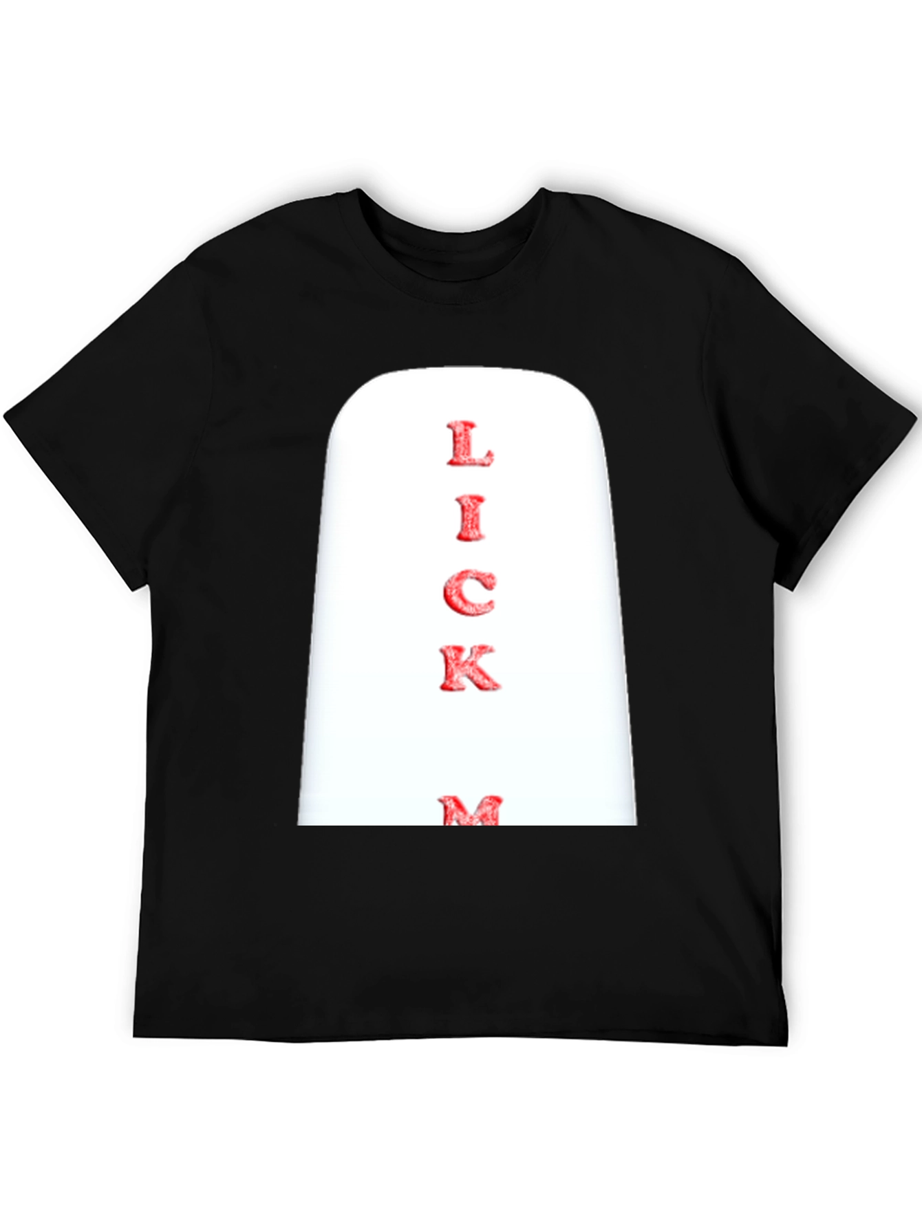Black Novelty "Lick Me" Graphic Print Black T-Shirt view 5