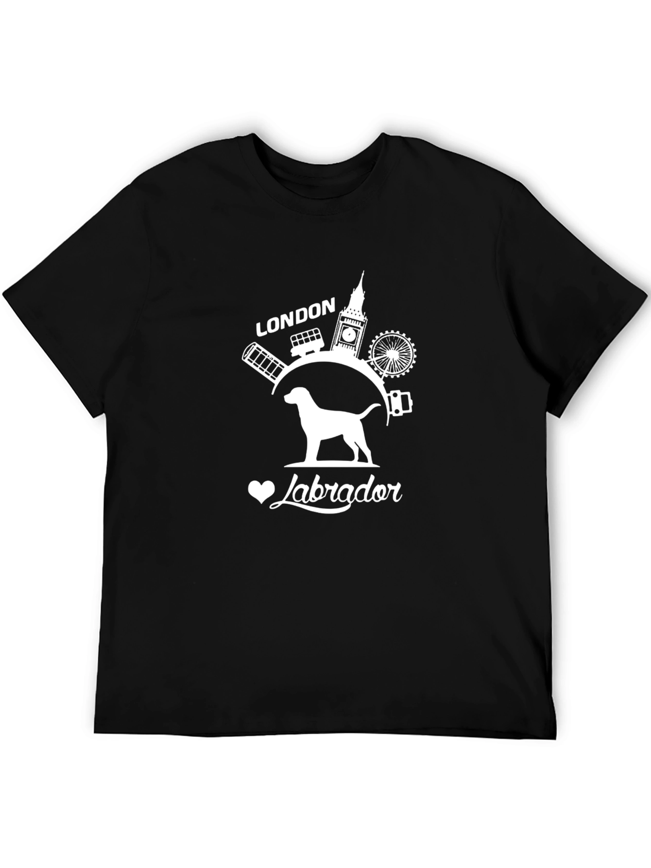 Black London Labrador Graphic Tee - Black Cotton T-Shirt view 5