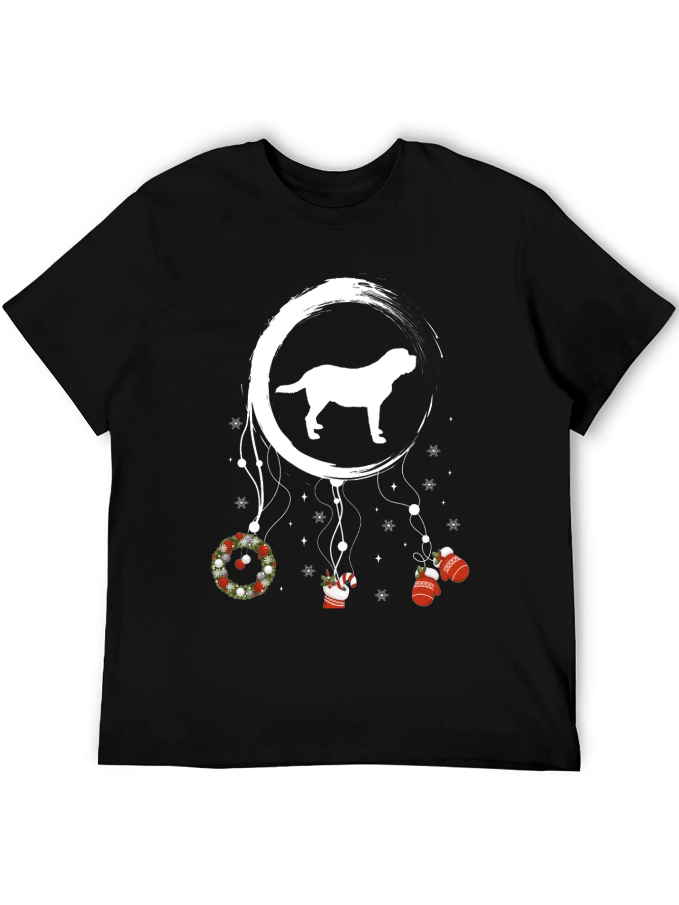 Black Dog Dreamcatcher Christmas T-Shirt view 5