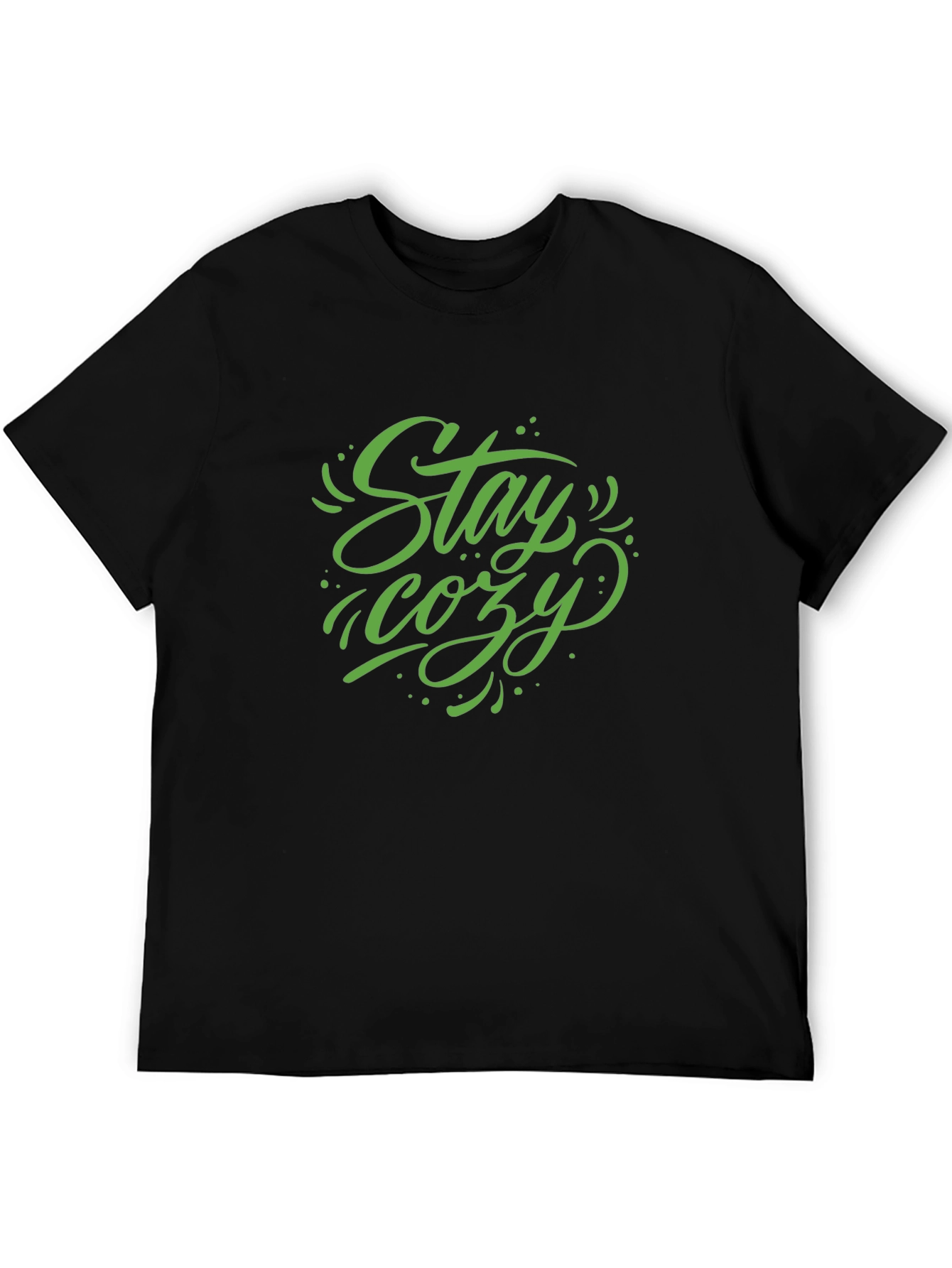 Black Stay Cozy Black Cotton T-Shirt view 5