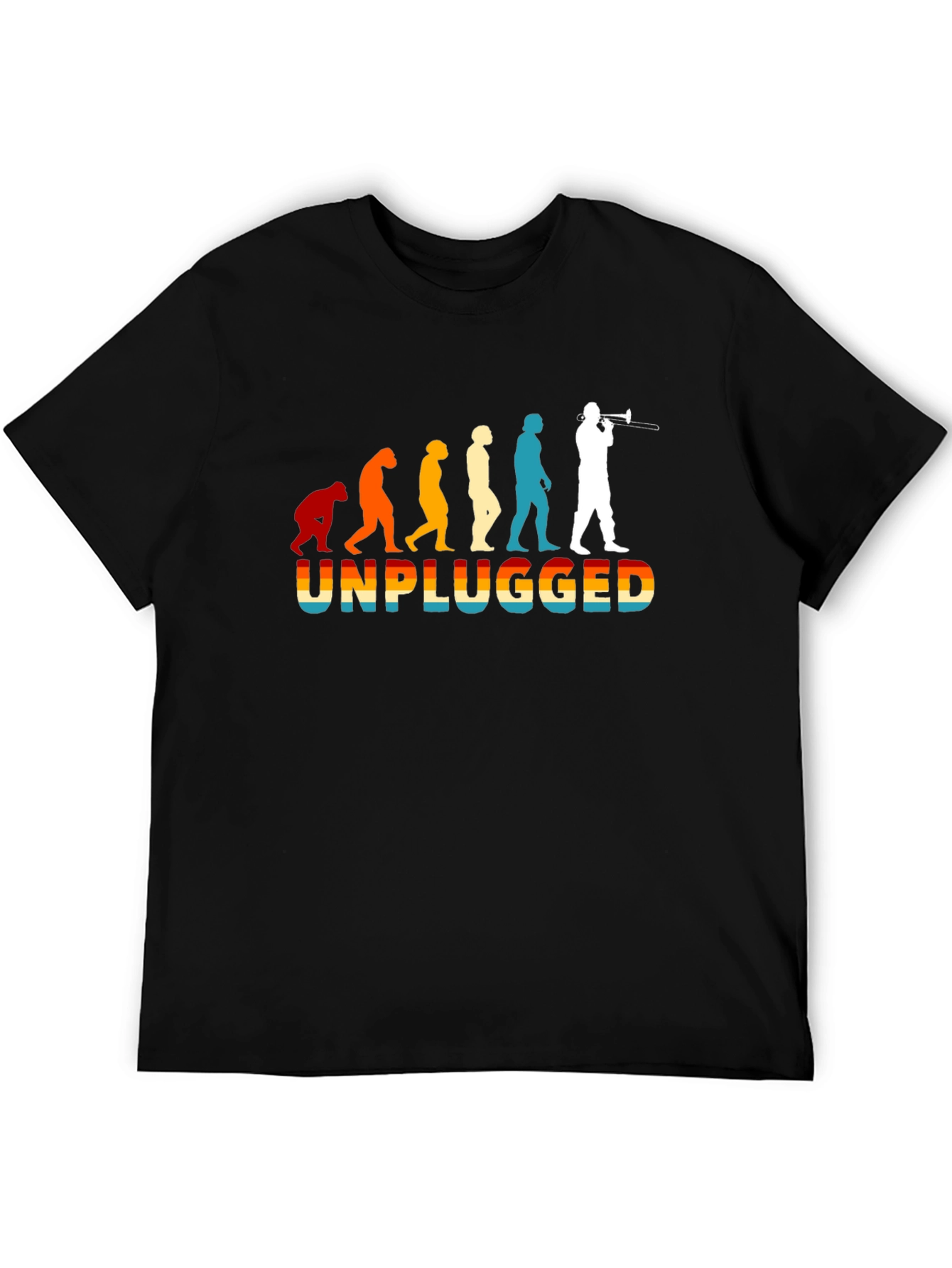 Black Unplugged Evolution T-Shirt - Music Trombone Player view 5