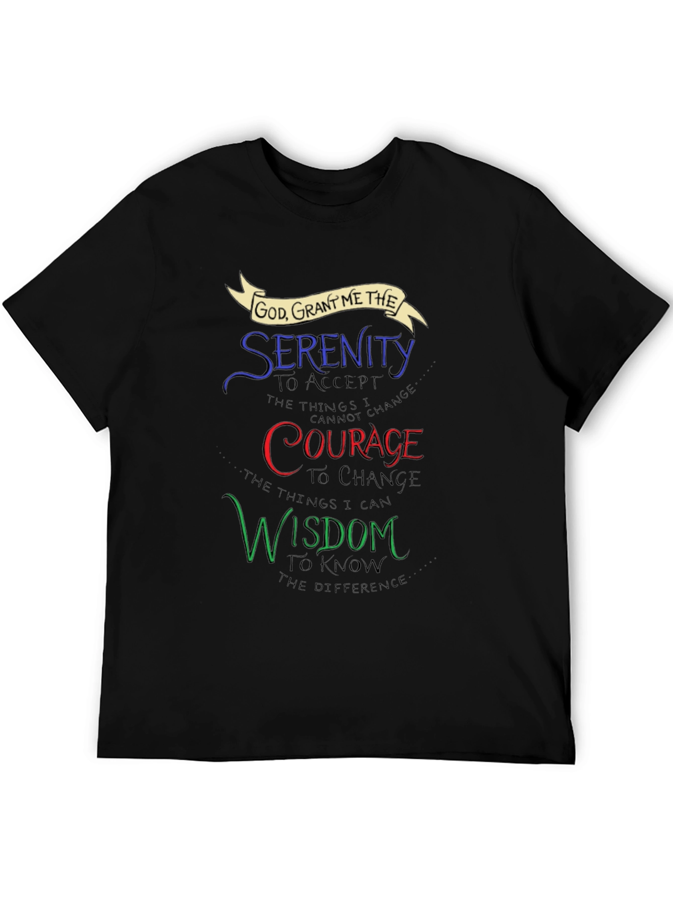 Black Serenity Prayer Graphic T-Shirt - Inspirational Design view 5