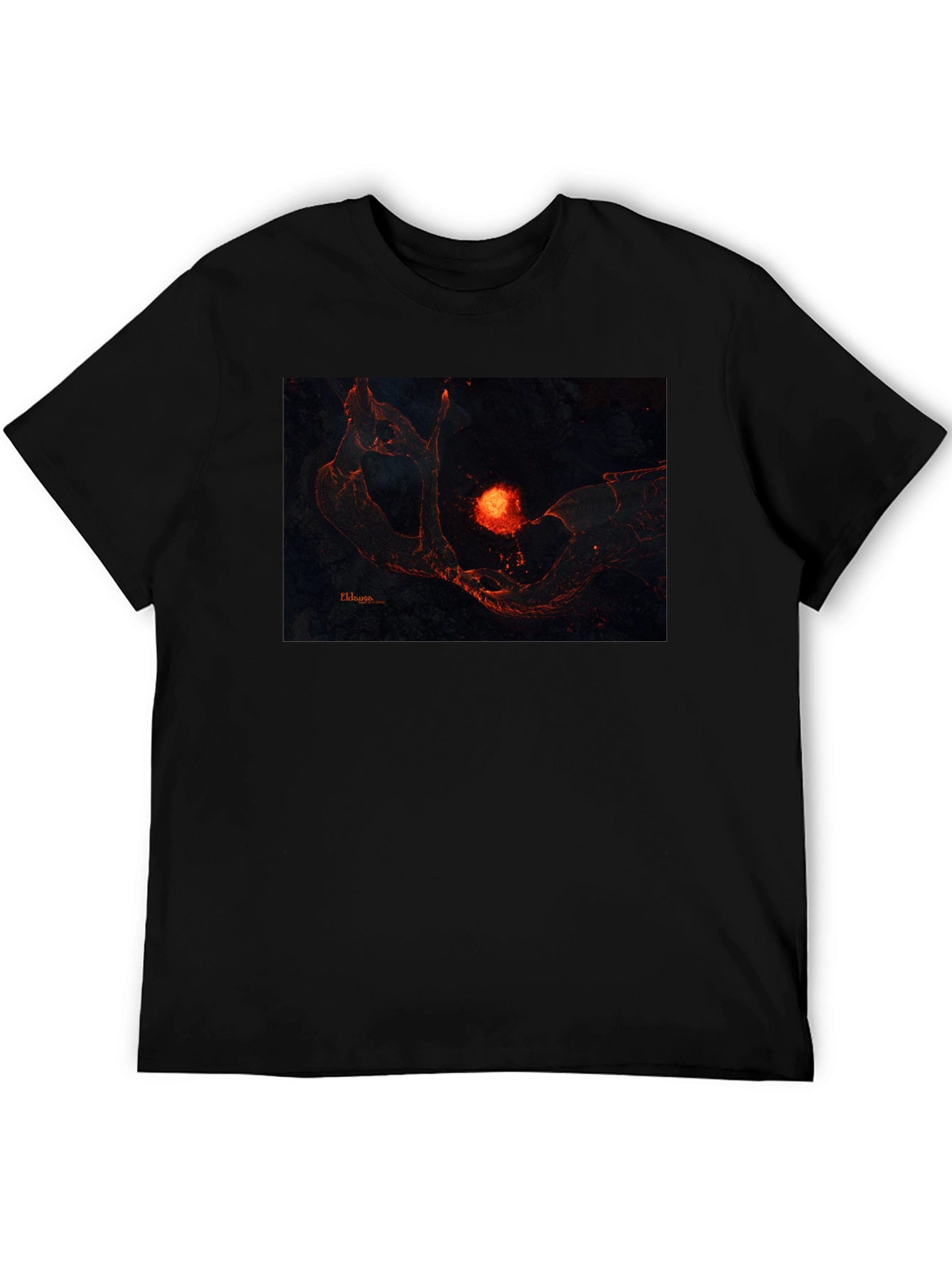Black Lava Landscape Graphic Black T-Shirt view 5