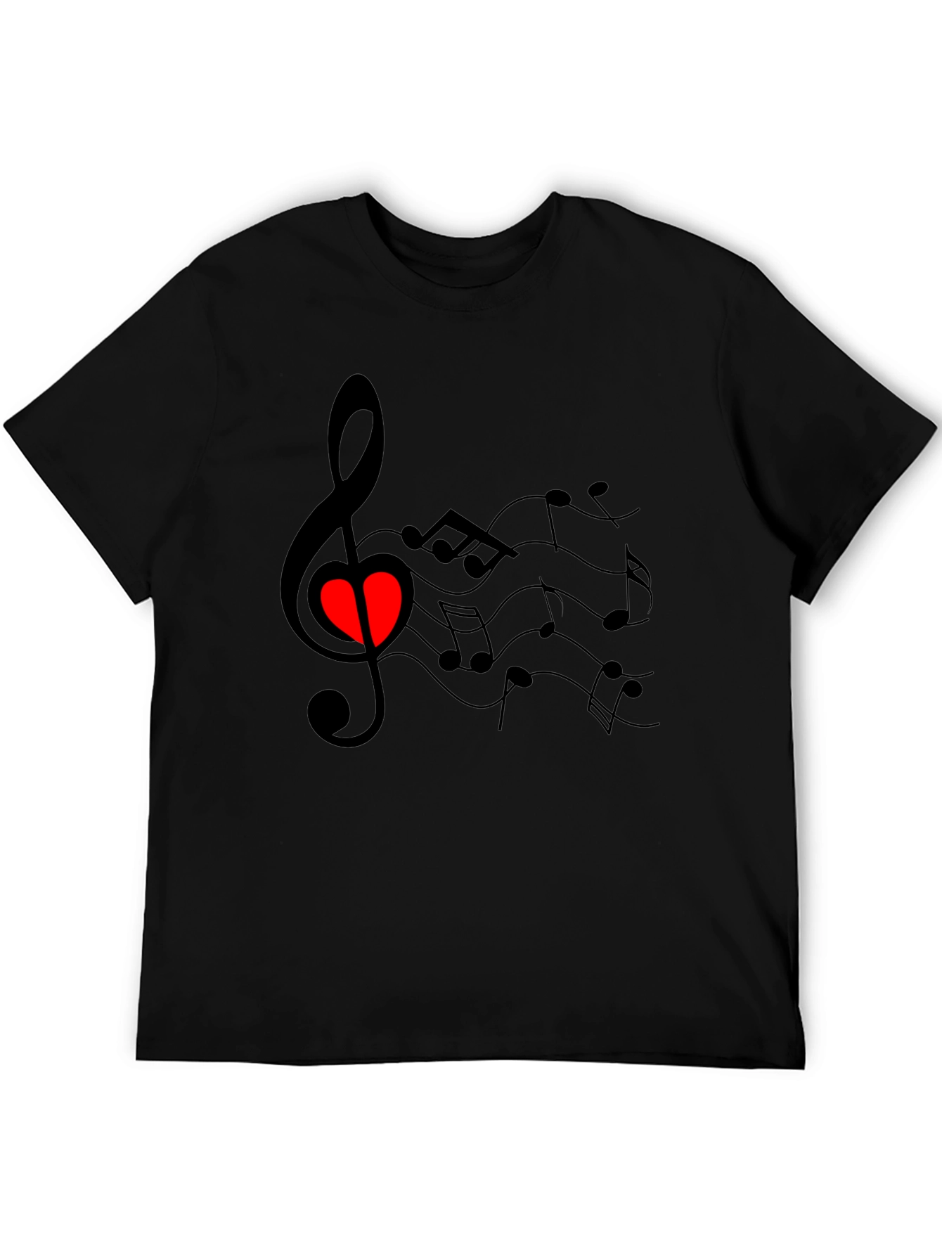 Black Musical Heart T-Shirt - Black Cotton Blend view 5