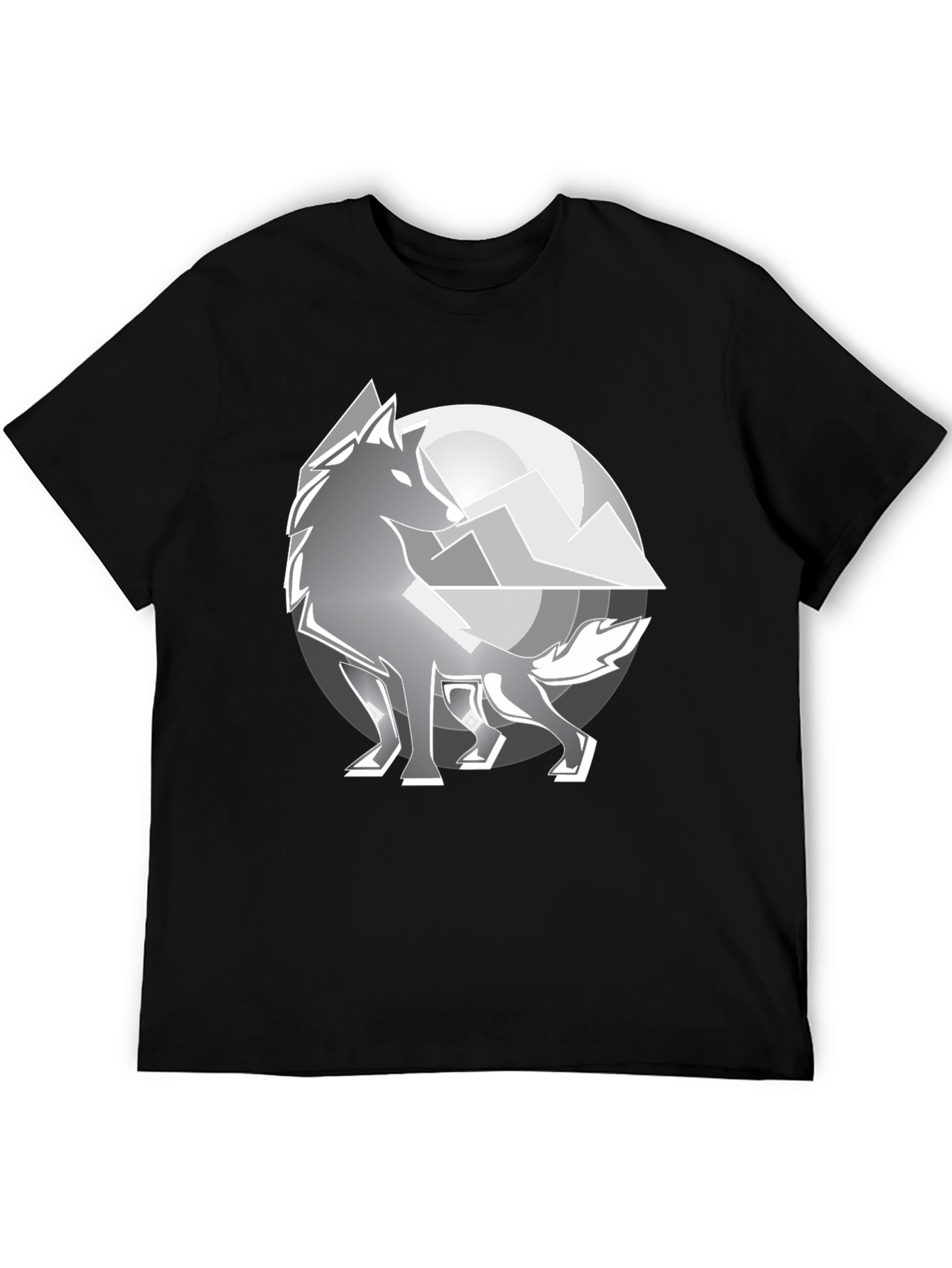 Black Wolf Moon Graphic T-Shirt - Cool Men's Black Tee view 5