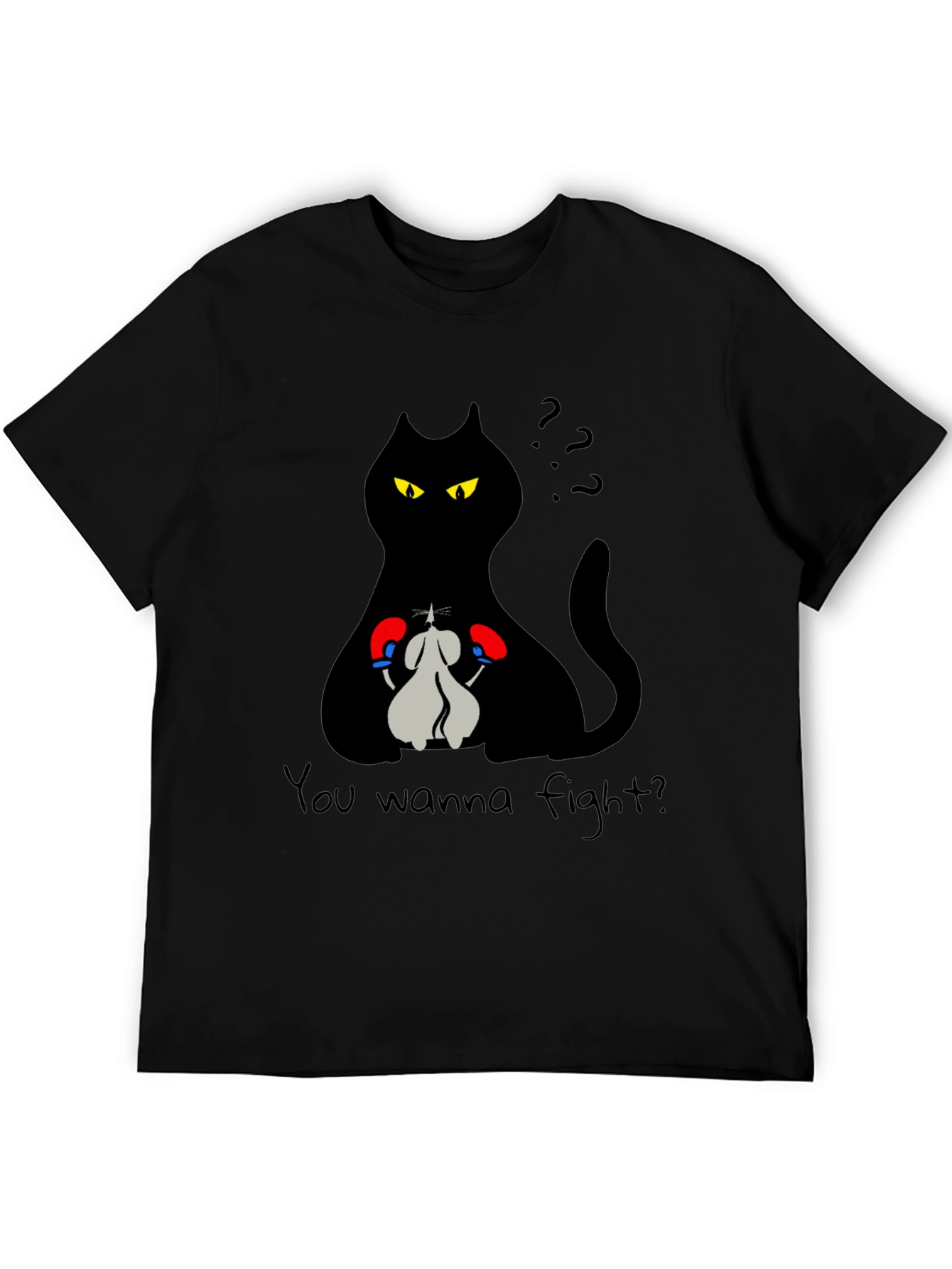 Black Funny Cat Boxing Match T-Shirt - You Wanna Fight? view 5