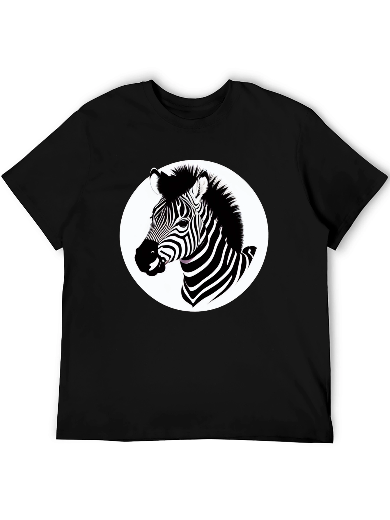 Black Zebra Graphic T-Shirt - Black Cotton Blend Tee view 5