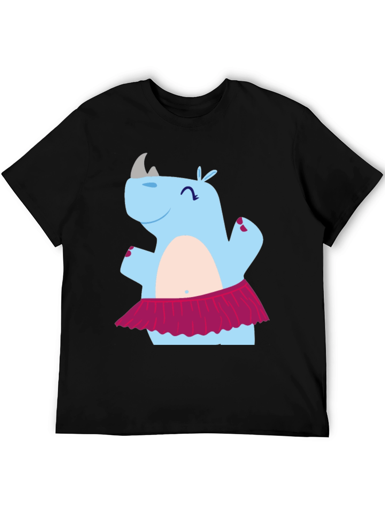 Black Dancing Rhino T-Shirt - Cute Cartoon Tee view 5