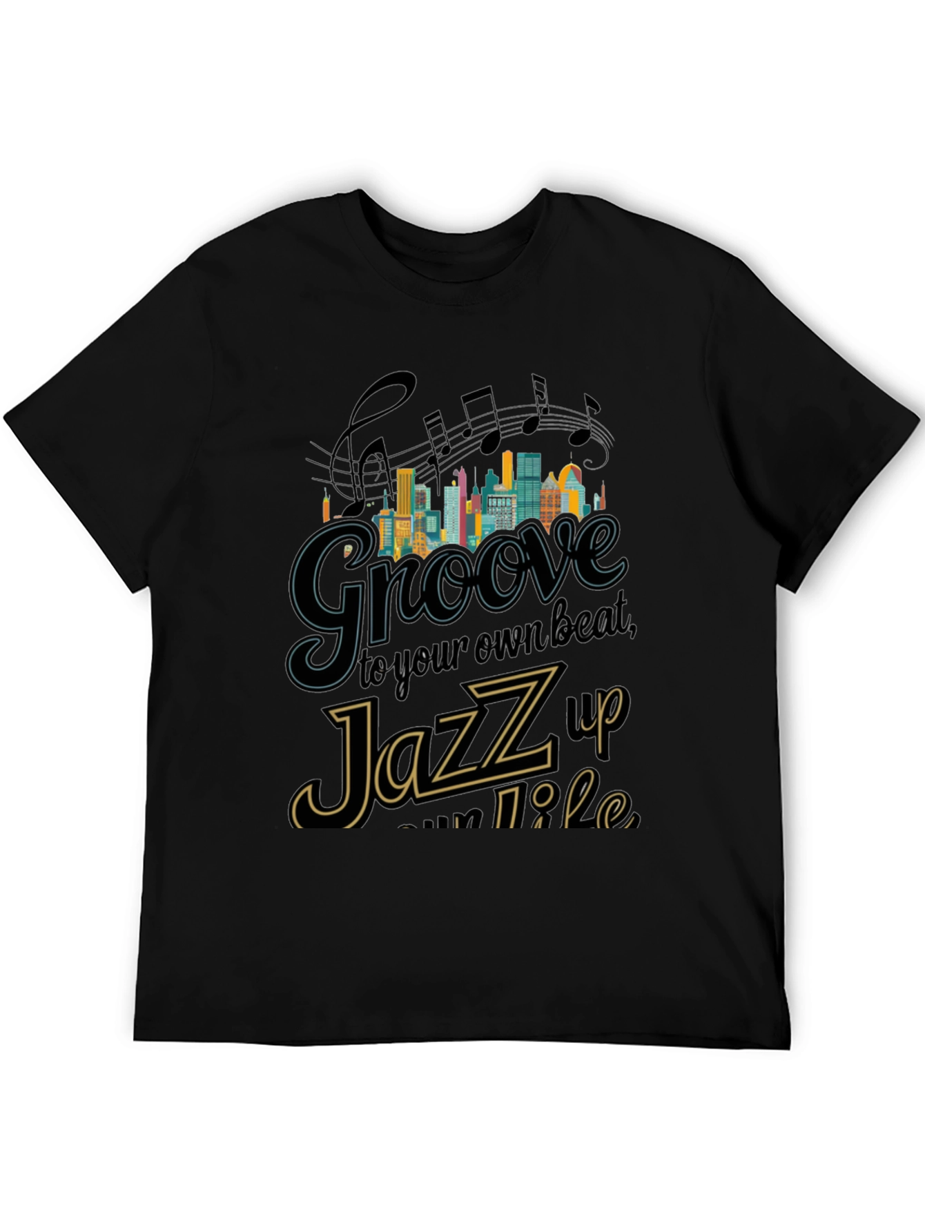 Black Groove to Your Beat, Jazz Up Your Life Graphic T-Shirt view 5