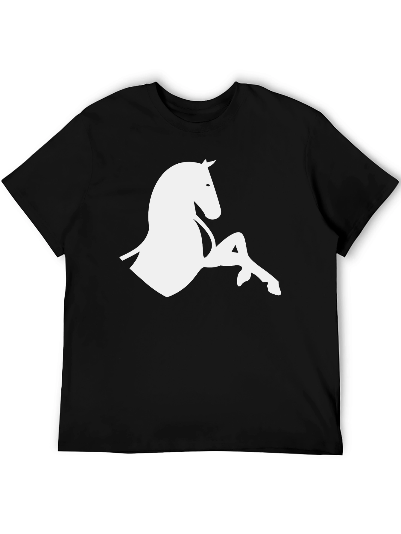 Black Horse Silhouette Graphic Black T-Shirt view 5