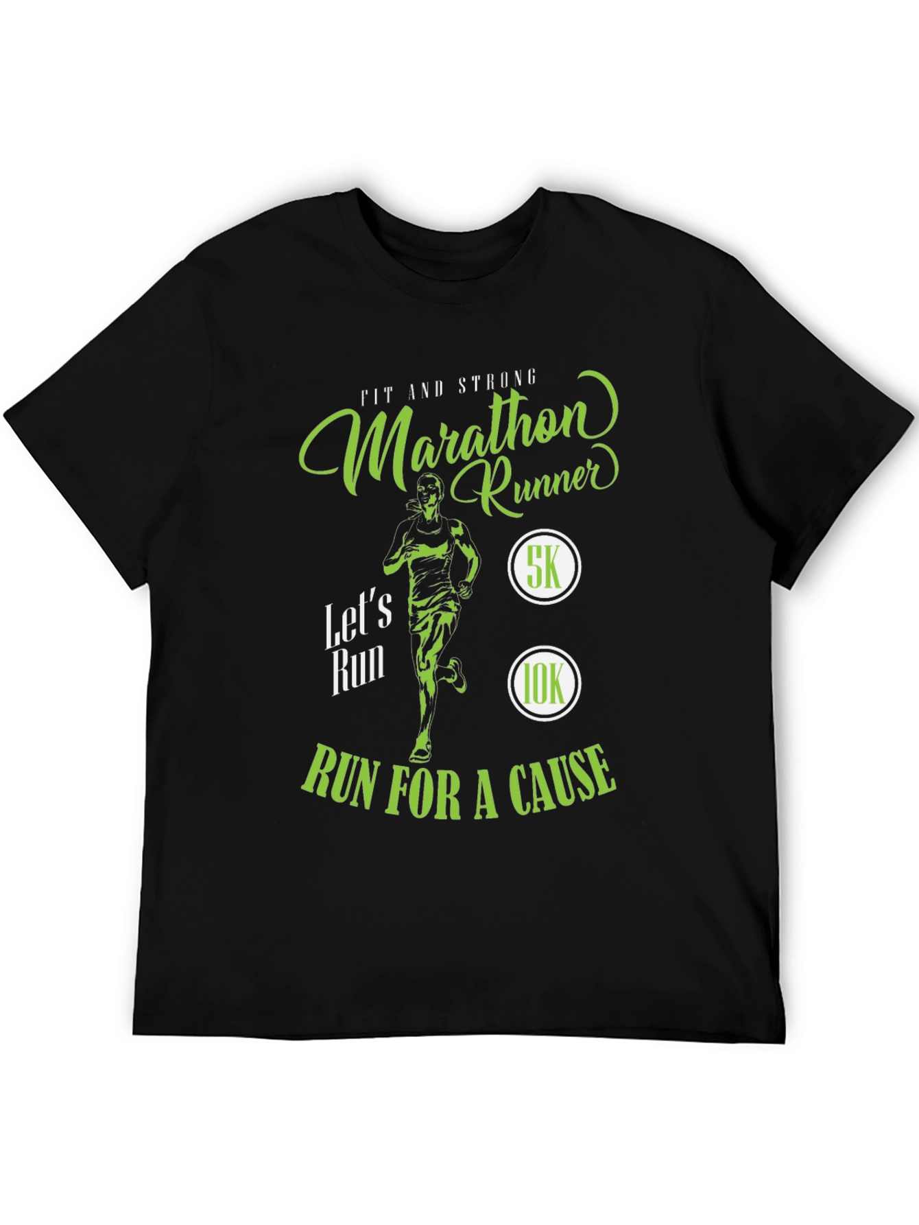 Black Marathon Runner T-Shirt - Run For A Cause! view 5