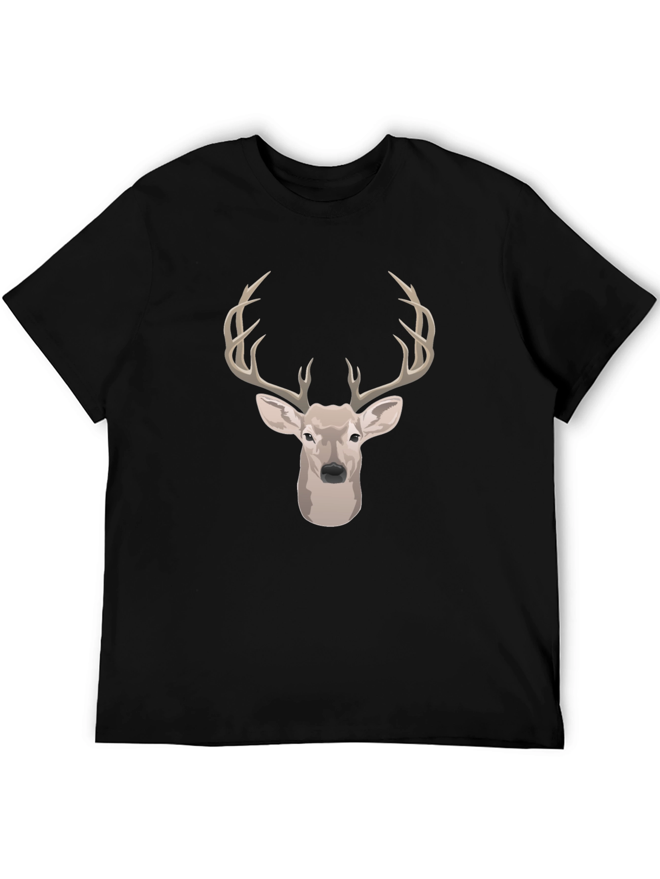 Black Deer Head Graphic Print Black T-Shirt view 5
