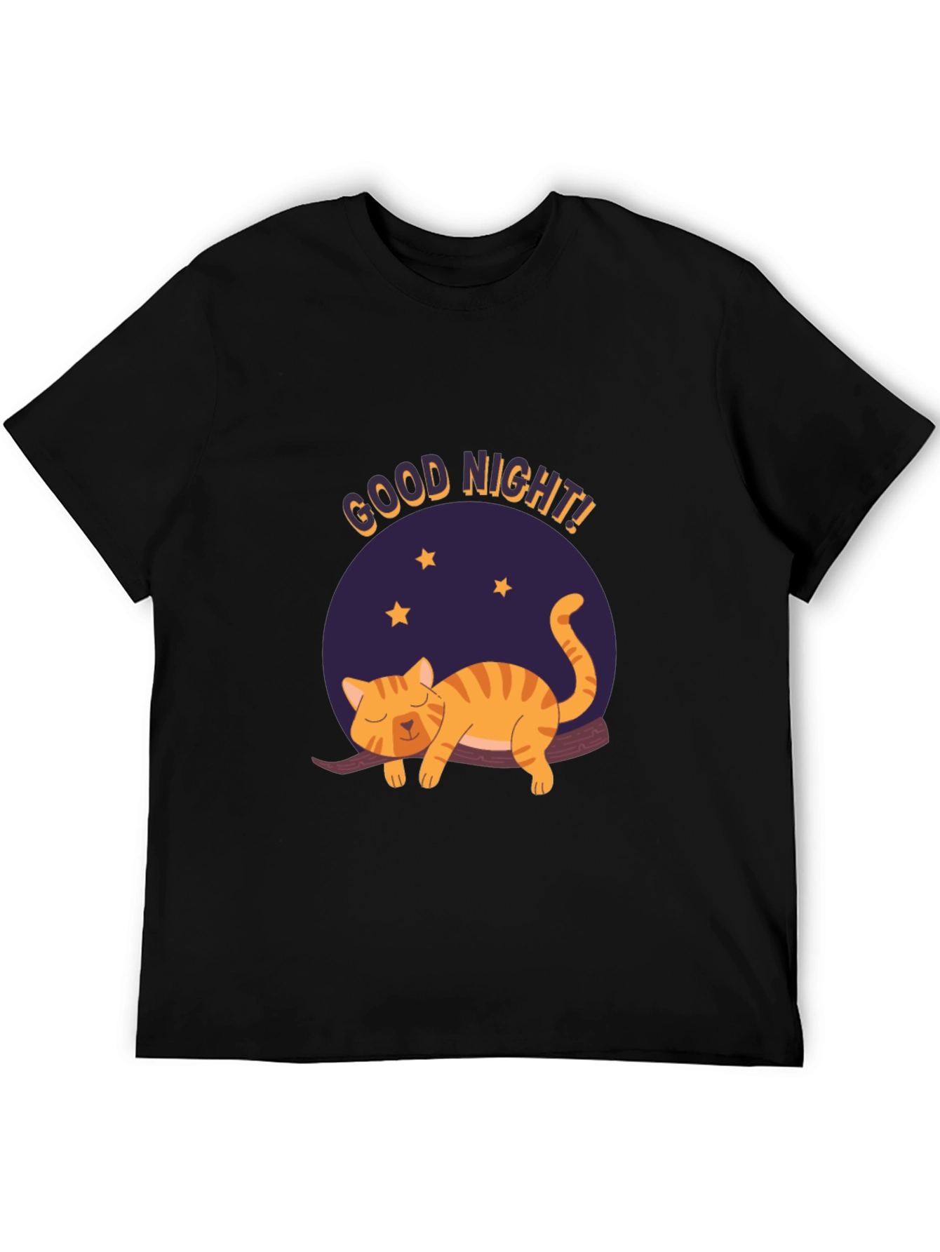 Black Good Night Cat Graphic T-Shirt - Black view 5