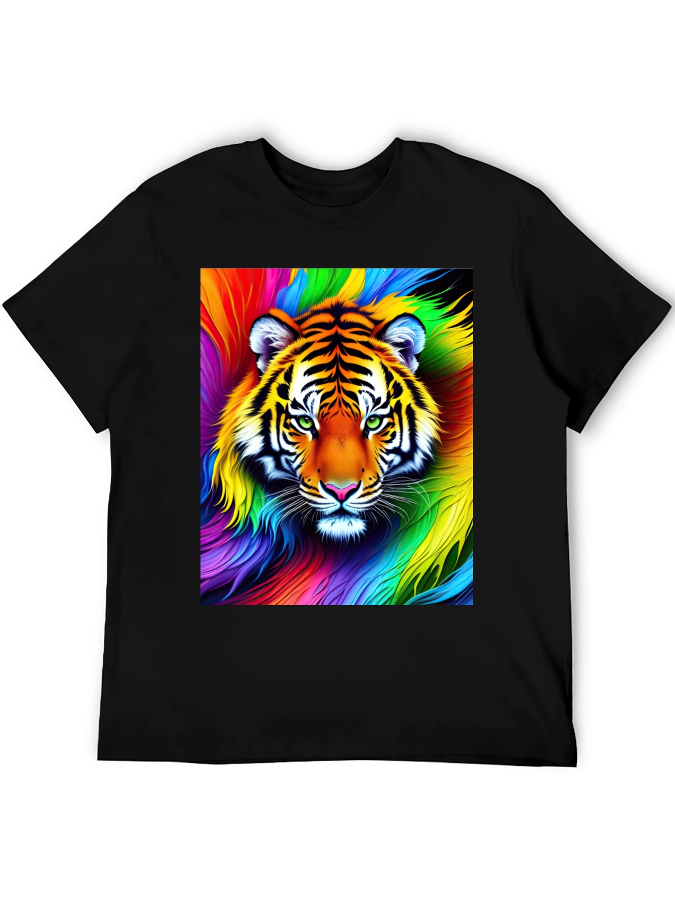 Black Rainbow Tiger Graphic Tee - Vibrant Unisex Shirt view 5