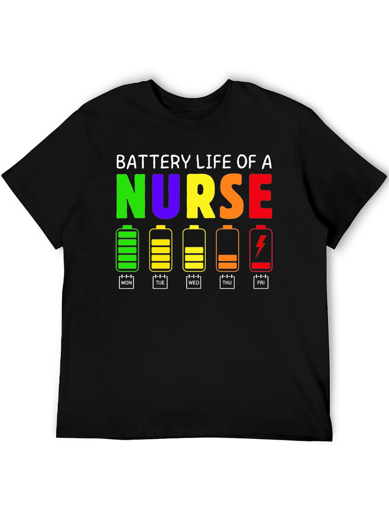 Black Battery Life of a Nurse T-Shirt view 5