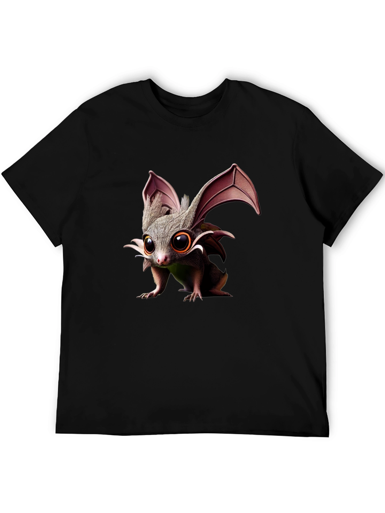 Black Cute Bat T-Shirt - Unisex Black Tee view 5
