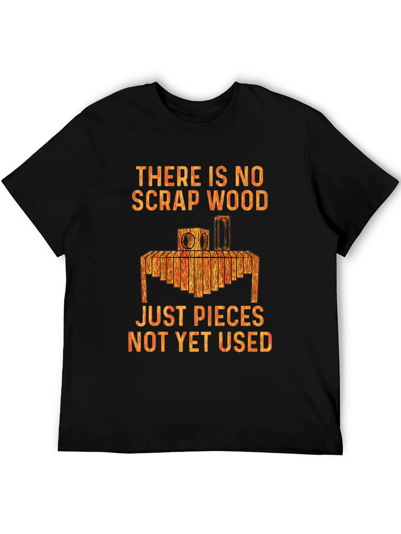 Black No Scrap Wood Men's Black T-Shirt view 5