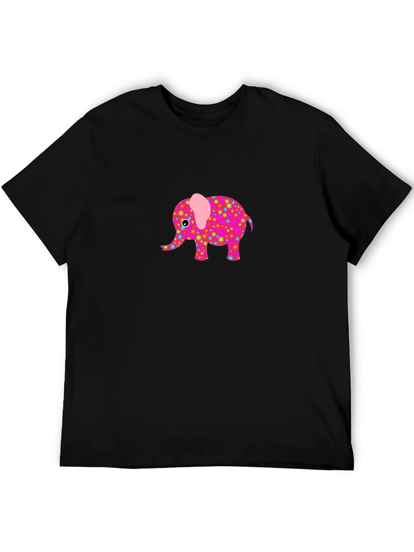 Black Black T-Shirt with Cute Elephant Graphic view 5